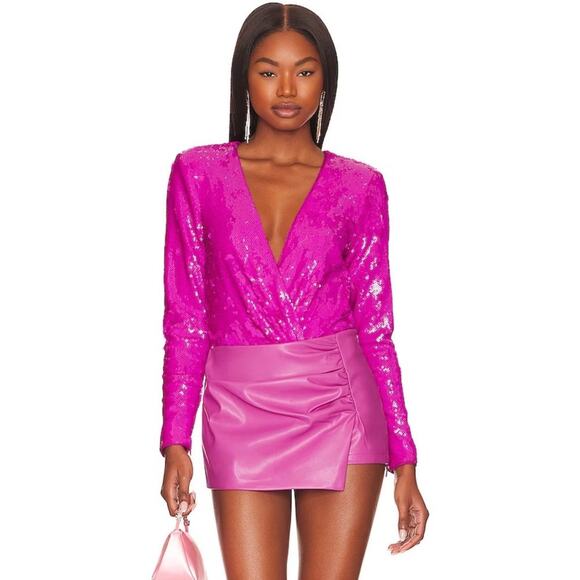 MORE TO COME Kamille Leather Skort in Hot Pink NWOT Size Small - Picture 1 of 4